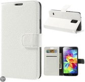 Litchi Wallet case hoesje Samsung Galaxy S5 wit