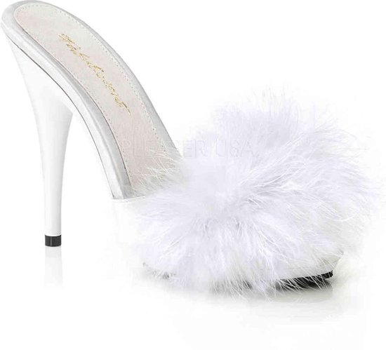 EU 37 = US 7 | POISE-501F | 5 Heel, 3/8 PF Marabou Slide Sandal