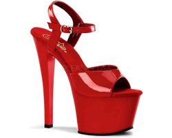 Pleaser - SKY-309 Sandaal met enkelband, Paaldans schoenen - Paaldans schoenen - 42 Shoes - Rood