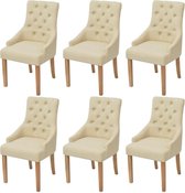 Eetkamerstoelen 6 stuks crème stof en eikenhout