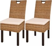 Eetkamerstoel Kubu 2 stuks rattan mangohout (incl. vloerviltjes)