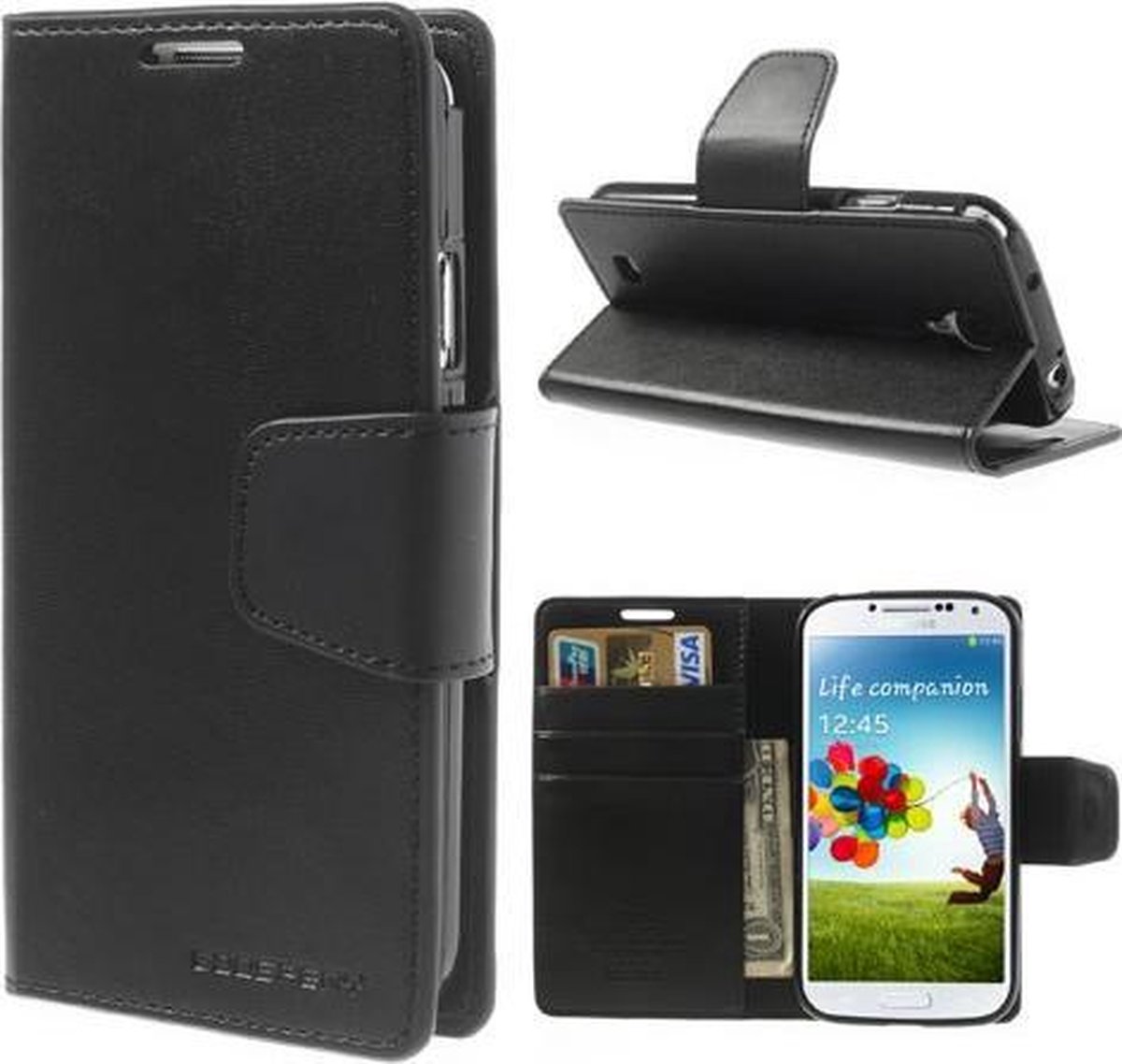 Goospery Sonata Leather case hoesje Samsung Galaxy S4 i9500 i9505 Zwart