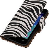 Zebra Bookstyle Wallet Case Hoesje voor Wiko Sunset 2 Wit