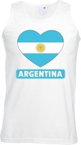 Argentinie hart vlag singlet shirt/ tanktop wit heren M