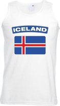 Singlet shirt/ tanktop Ijslandse vlag wit heren XL