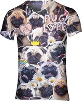 Pug love festival shirt - V-hals, M