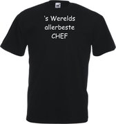 Mijncadeautje T-shirt - 's Werelds beste Chef - - unisex - Zwart (maat L)