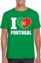 Groen I love Portugal fan shirt heren L