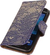 Samsung Galaxy J2 - Blauw Lace Booktype Wallet Hoesje