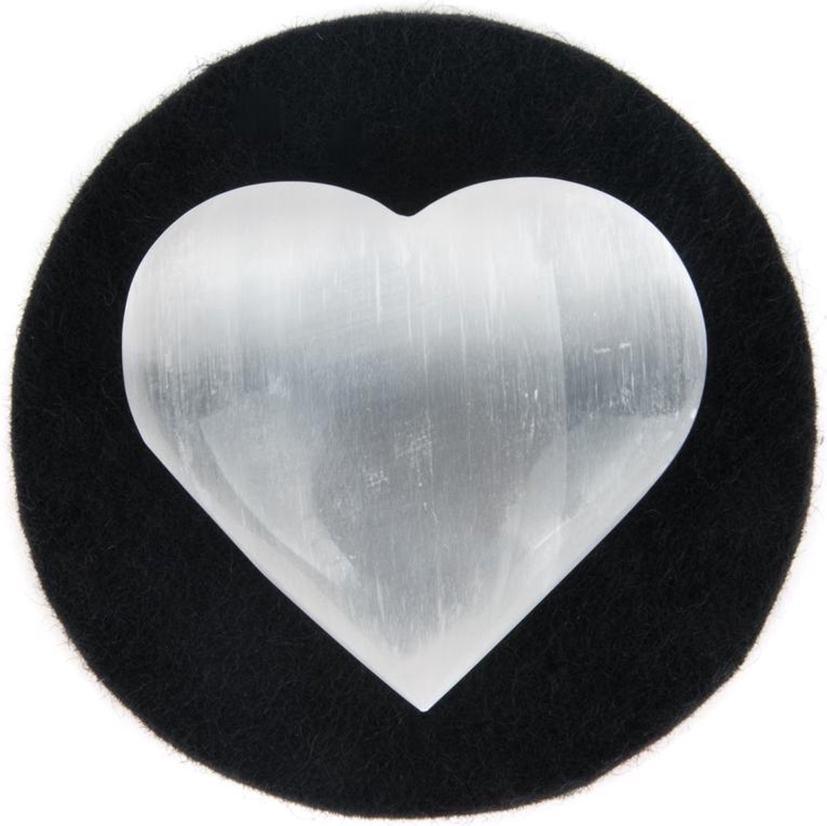 Hart knuffelstenen Seleniet wit - 6x6 cm - S