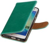 Zakelijke Book Case Telefoonhoesje Geschikt voor de Samsung Galaxy A3 A300F - Portemonnee Hoesje - Pasjeshouder Wallet Case - Groen
