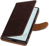 Pull Up TPU PU Leder Bookstyle Wallet Case Hoesjes voor Sony Xperia X Compact Mocca
