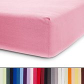 Lumaland - Jersey hoeslaken - elastische rand - 100% katoen - 160g/m² 60 x 120 cm - 70 x 140 cm - Rosa
