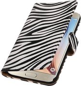 Zebra Bookstyle Wallet Case Hoesjes voor Galaxy S7 Edge Plus Wit