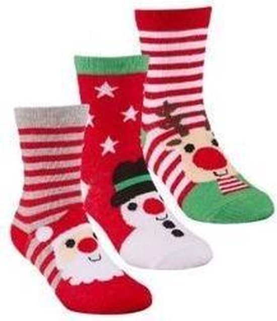 3 paar kinder kerst sokken gestreept - maat 27 tot 30 | bol.com