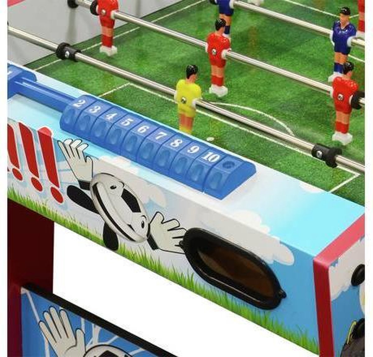GOPLUS Klappbare tafelvoetbal, tafelkicker met 18 speelfiguren en 2 voetballen, kickertafel met naadloos opgetrokken speelvlakken, voor kinderen en volwassenen, houtlook