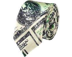Fako Fashion - Skinny Stropdas - Smal - 5cm - Print - 145cm - Dollars