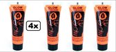 4x Face & body paint 10 ml glow in the dark oranje
