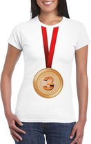 Bronzen medaille kampioen shirt wit dames 2XL