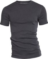 Garage 301 - T-shirt R-neck semi bodyfit anthra melee M 85% cotton 15% viscose 1x1 rib