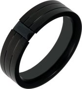 Mendes edelstaal heren ring Zwart Edelsteen-21mm