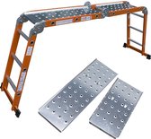 AL Ladder Professional ,Multifunctioneel ladder 4 x 3 sporten 368cm inlc. platform oranje