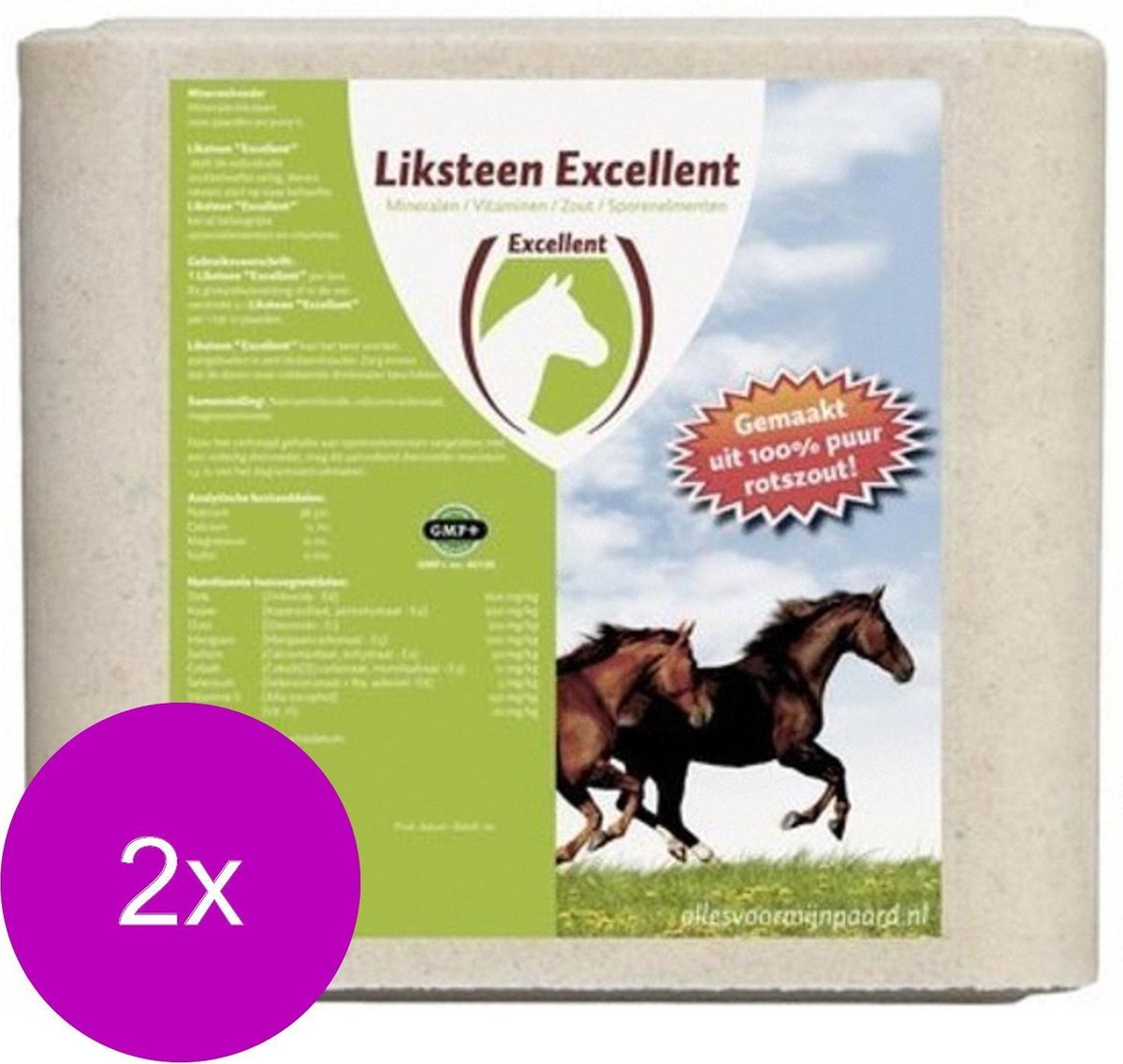 Excellent Salt Lick Liksteen Paard - Voedingssupplement - 2 x 10 kg Salt Lick