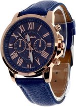 Fako Bijoux® - Horloge - Geneva - Roman - Metal - Donkerblauw