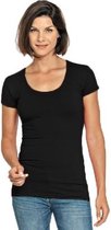 Bodyfit dames t-shirt zwart met ronde hals - Dameskleding basic shirts S (36)