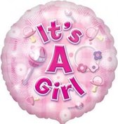 Folieballon It 's a girl (gevuld met helium)