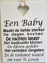 Tekstbord een baby wit