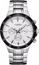 Curren Silver/White Steel - Heren Horloge - Staal - Zilver/Wit - 48 mm