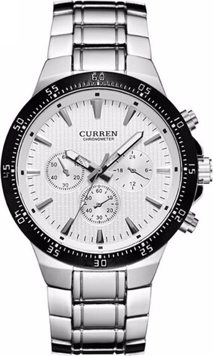 Curren Silver-White Steel - Heren Horloge - Staal - Zilver-Wit - 48 mm