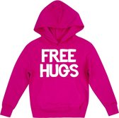 Hoodie voor Kids | Fruit of the Loom | Free Hugs | Fuchsia | maat 152