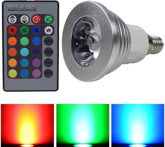 1 Stuk - E14 3W 16 klueren RGB LED lamp / LED Spot met afstandsbediening |  bol.com