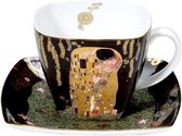 Goebel - Gustav Klimt | Kop en schotel De Kus | Porselein - 100ml - 8cm - met echt goud