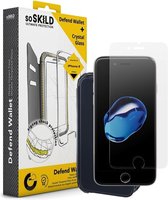 SoSkild iPhone 8 / 7 Defend Wallet Impact Case Zwart en Tempered Glass Transparent