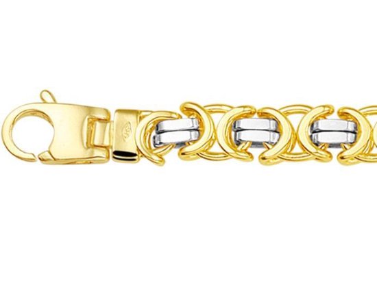 14 karaats gouden armband - Platte Koningsketting Massief - 21cm - 7mm |  bol.com
