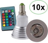 10 Stuks - E14 3W 16 klueren RGB LED lamp / LED Spot met afstandsbediening