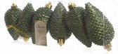 Kerstboom decoratie kerstbal dennenappels groen 6 stuks