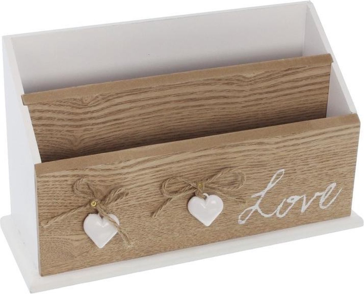 Love organizer postbakje hout hartjes thema liefde