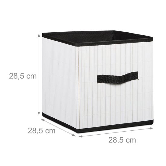 relaxdays opvouwbare opbergbox, opbergdoos, vierkant, 28cm, handvatten wit  | bol.com