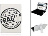 Acer Iconia Tab A110 Fragile Print Case, Trendy Hoesje, Kleur Wit, merk i12Cover