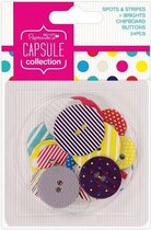 Chipboard Buttons (24pcs) - Capsule - Spots & Stripes Summer Brights