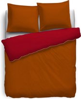 HNL Uni Perkal Dekbedovertrek - 155x220 cm - Terra/Aurora Red