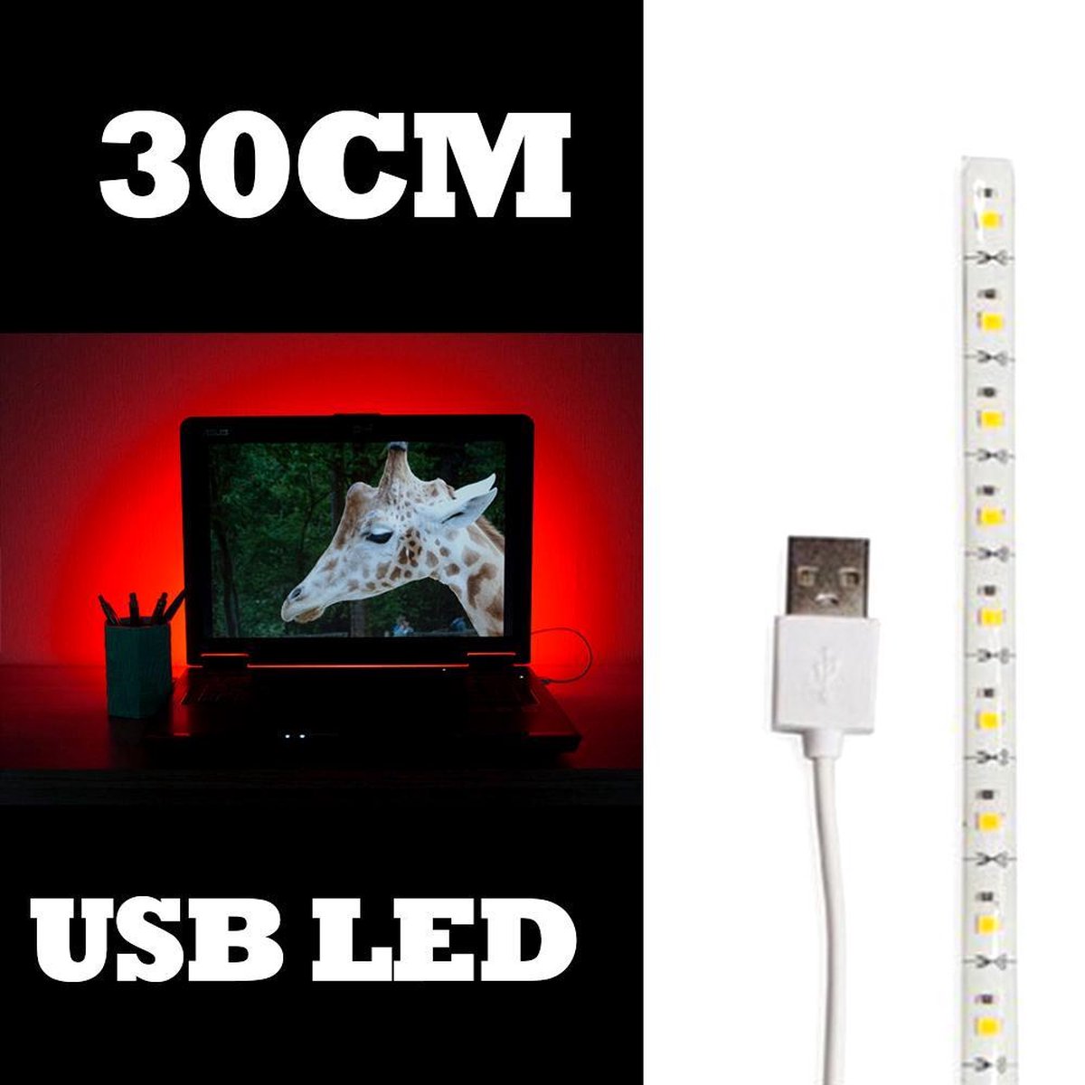Bedelen Steil vlam USB LED-Strip 30cm - Plug & Play - Dymond ULS 300 USB | bol.com