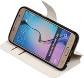 Wit Samsung Galaxy S6 TPU wallet case - telefoonhoesje - smartphone hoesje - beschermhoes - book case - booktype hoesje HM Book