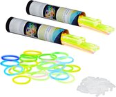 Relaxdays 200x glowsticks met verbindingstukjes - lightsticks - glow sticks - 7 kleuren