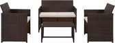 Loungeset poly rattan bruin 8-delig  (incl. Fleecedeken)