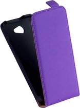 LELYCASE Lederen Flip Case HTC Desire 516 Flipcover Hoesje Paars